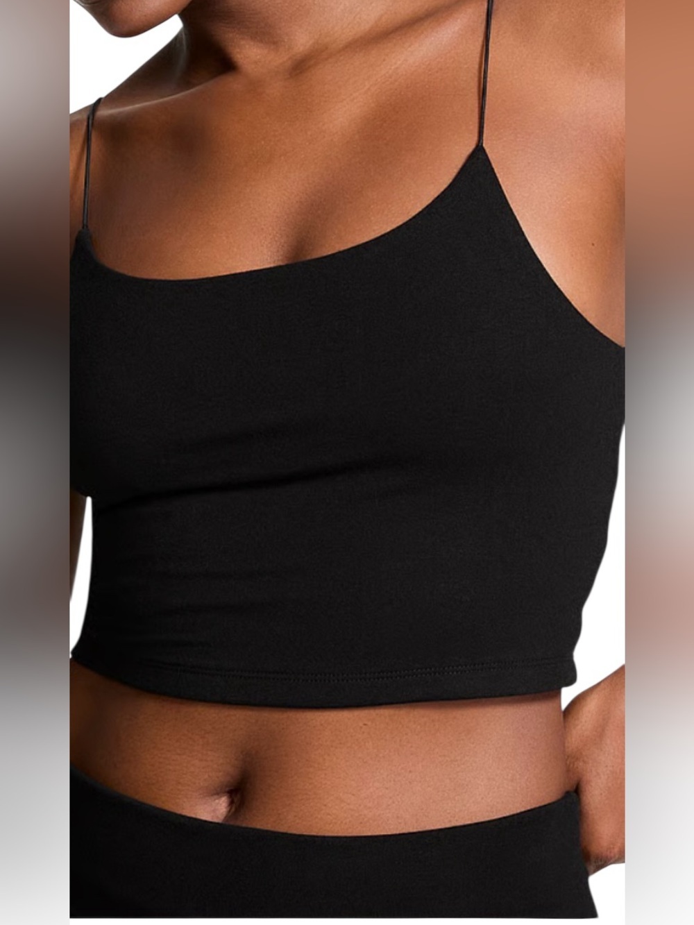 Black Ribbed Spaghetti Strap Tank Top - Picture 9 of 9